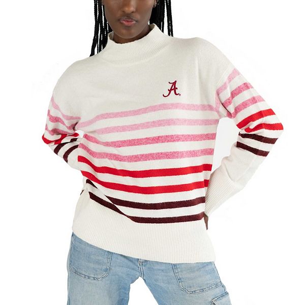 

Женский белый свитшот oversize с воротником-стойкой Alabama Crimson Tide Simone Striple Lusso