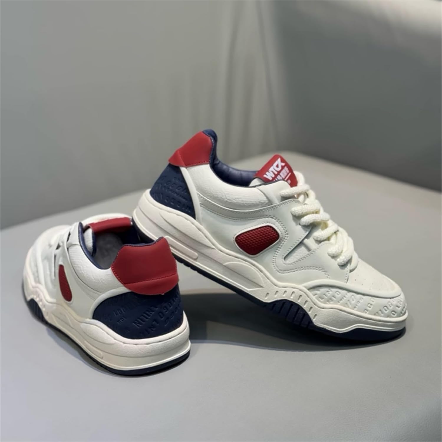 Мужские кроссовки Comfort Fashion на шнуровке с толстой подошвой - амортизирующая промежуточная подошва, верх из сетки и замши, усиленный носок - дышащий дизайн для всех сезонов для скейтбординга, уличного спорта и повседневной носки Kpdwfms, бе... — фото 2