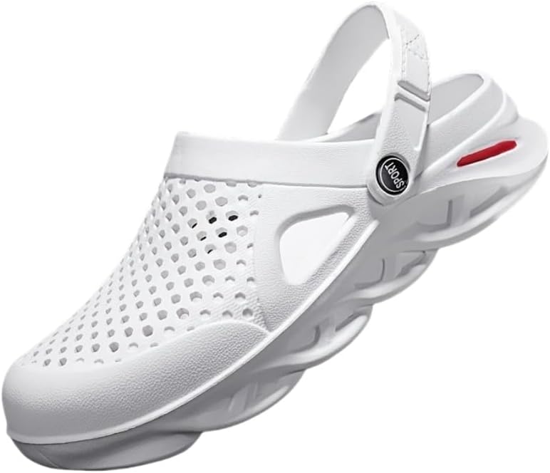 

Мужские сабо однотонного цвета из EVA - дышащие, противоскользящие повседневные туфли, прочные водостойкие сабо для пляжа, для активного отдыха и повседневной носки Clolinde, белый