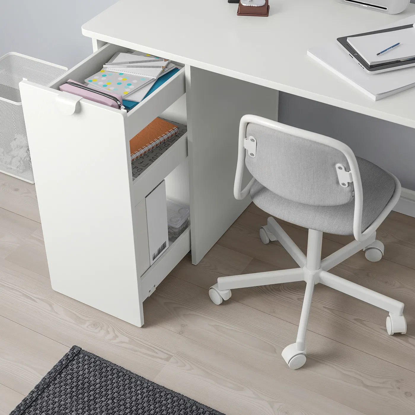 Письменный стол с выдвижным ящиком для хранения, белый, 120x58 см Lärande IKEA — фото 3