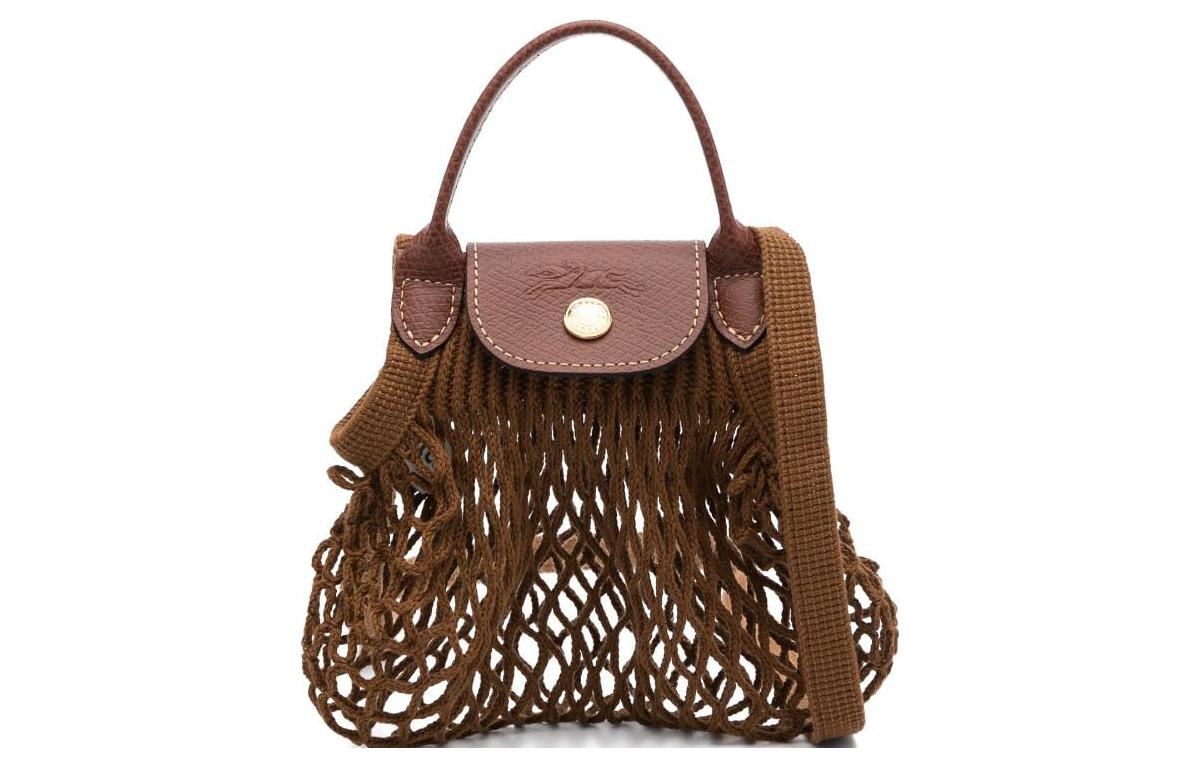 

Сумка кросс-боди Le Pliage Filet из 100% хлопка с кожаной отделкой Regular женская коньячно-коричневая LONGCHAMP
