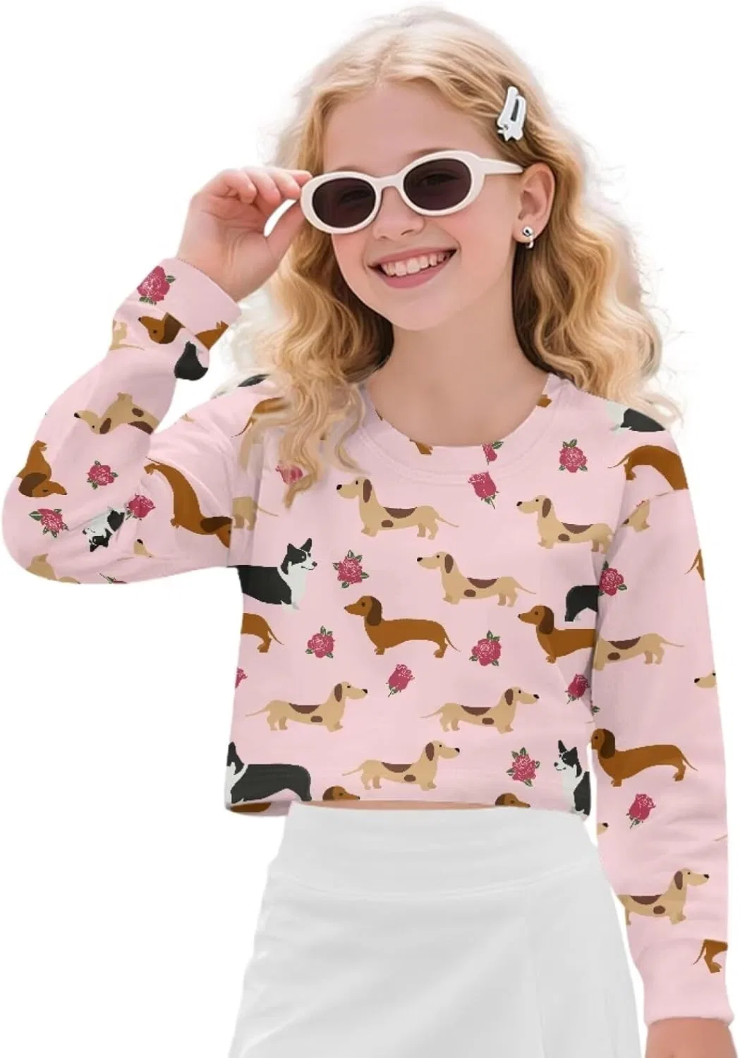Детская укороченная кофта с принтом Dachshund Floral, Coldinair, набор 1 шт
