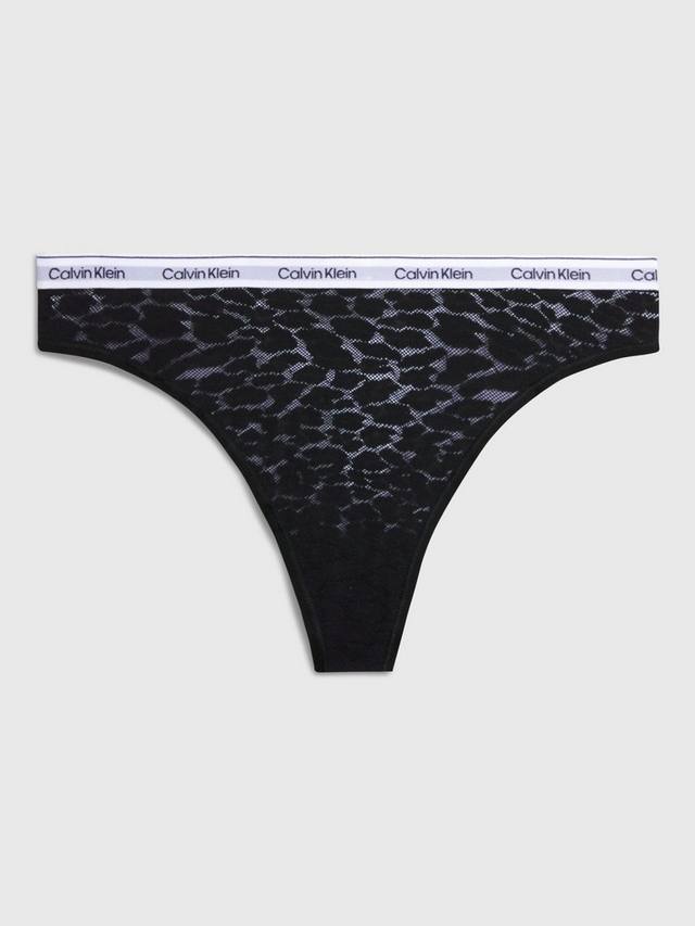 Леопардовое кружевное стринги с высокой посадкой Calvin Klein, Black — фото 4