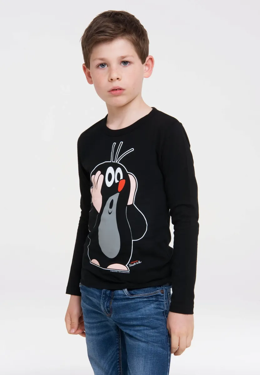 Рубашка LOGOSHIRT с длинными рукавами "Крот", с лицензионным принтом, черный — фото 4