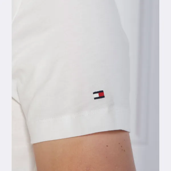 Футболка узкого кроя с круглым вырезом и монотипией Tommy Hilfiger, белый — фото 3