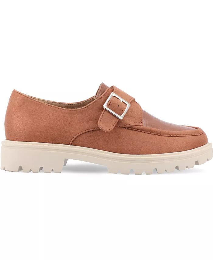 Женские мокасины Azula Almond Toe Journee Collection, коричневый/бежевый — фото 2