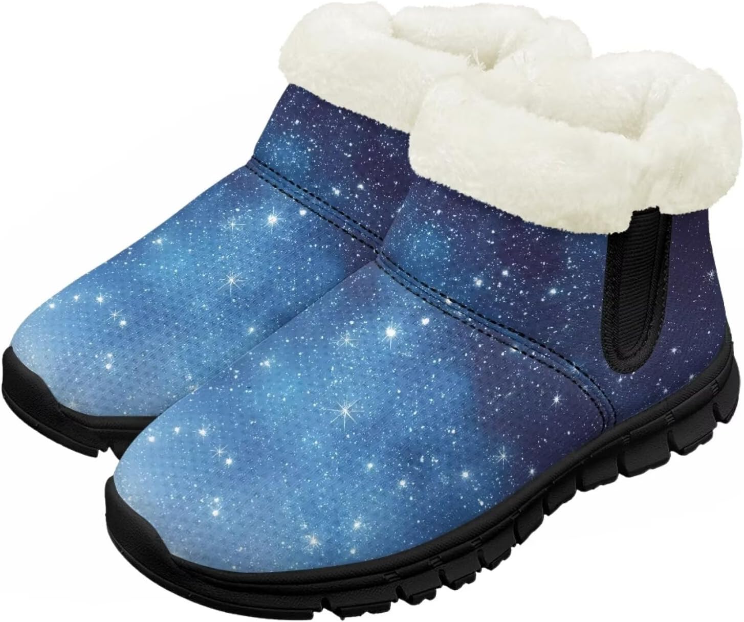 

Детские зимние ботинки, теплые, с противоскользящей подошвой, с амортизирующей мемори-пеной, спортивные, без шнурков, для бега и треккинга, зимние кроссовки Pointodoor, Galaxy Print