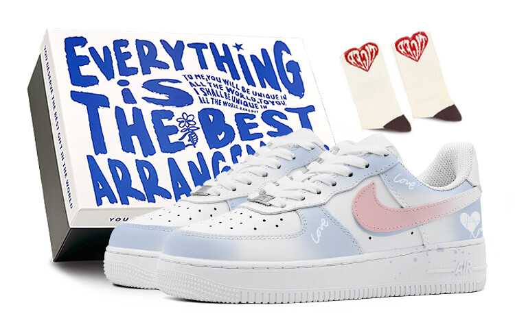 

Кроссовки Nike Air Force 1 Skateboarding Shoes Men Low-top Pink, голубой, Синий, Кроссовки Nike Air Force 1 Skateboarding Shoes Men Low-top Pink, голубой