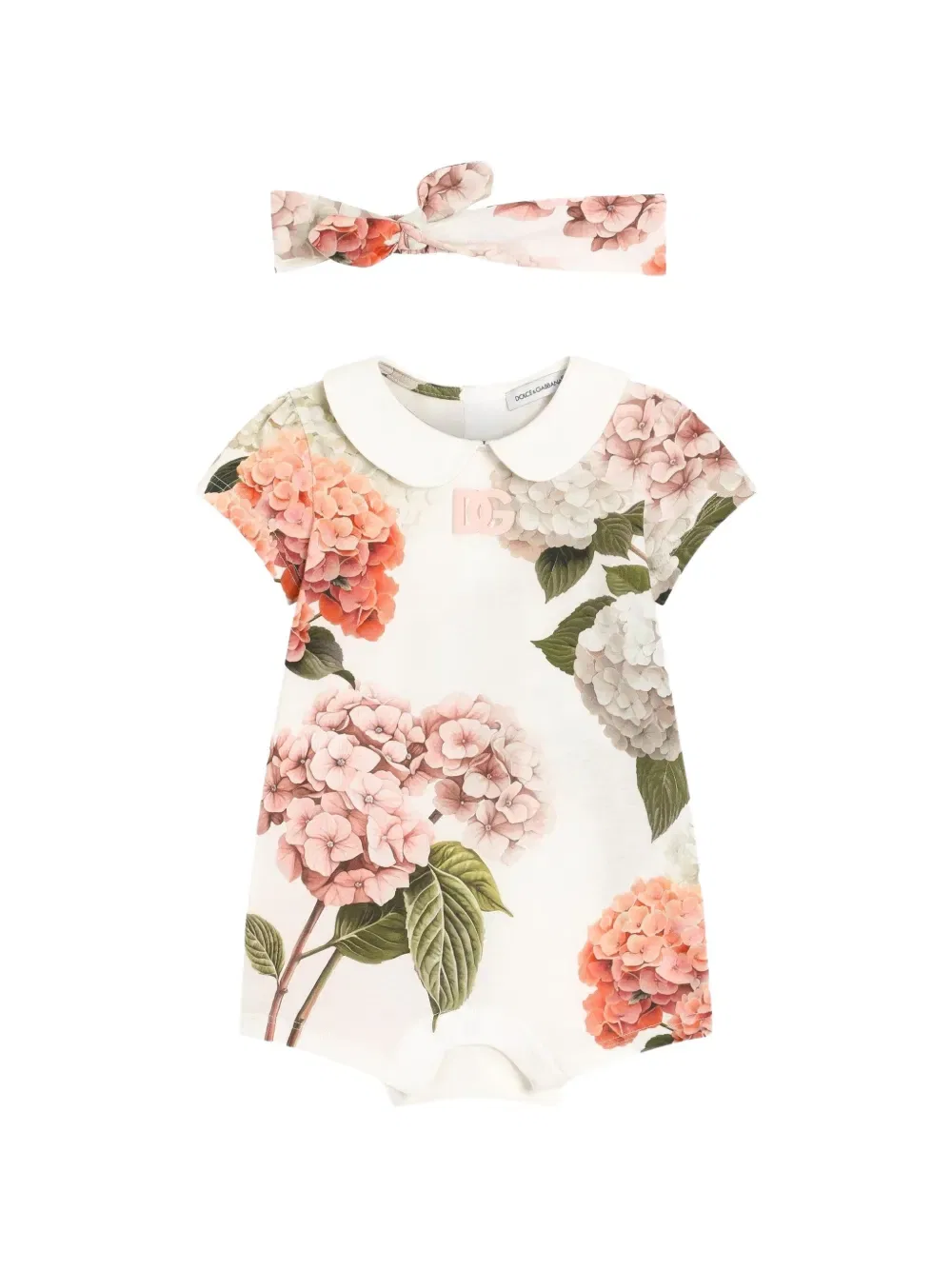 Комбинезон из трикотажа с принтом гортензий Dolce & Gabbana Kids, белый