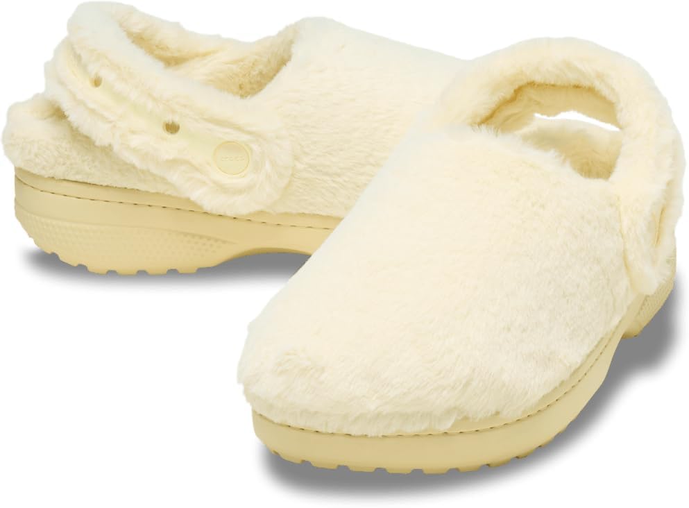 Сабо унисекс для взрослых Classic Unforgettable с подкладкой, пушистые тапочки Crocs, Vanilla — фото 3