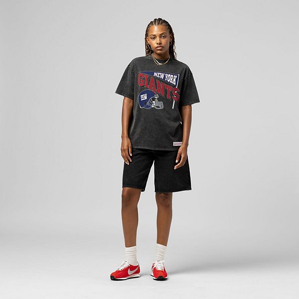 

Женская черная футболка new york giants team dynamic boyfriend mineral wash Mitchell & Ness