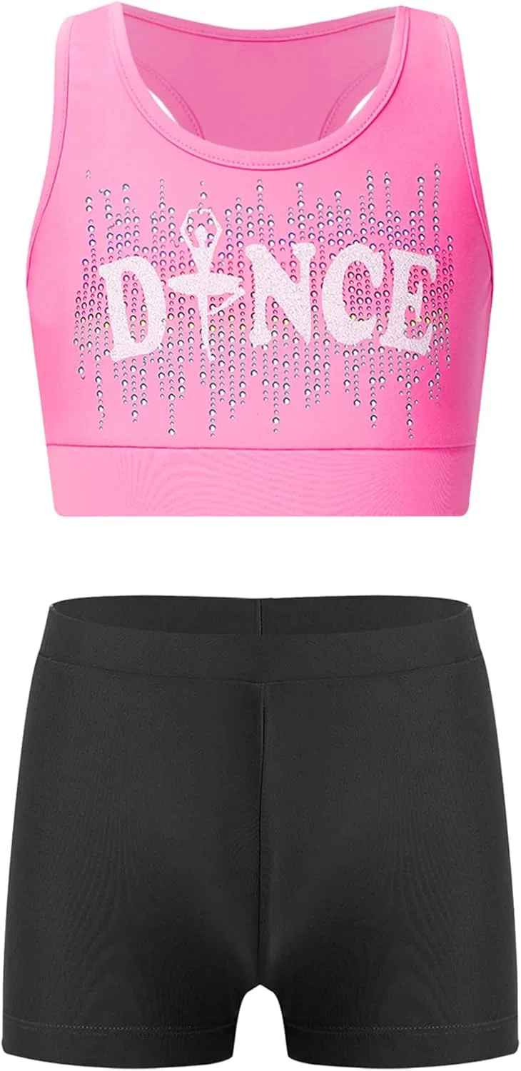 Детский спортивный комплект Crop Top и шорты Fldy, розовый