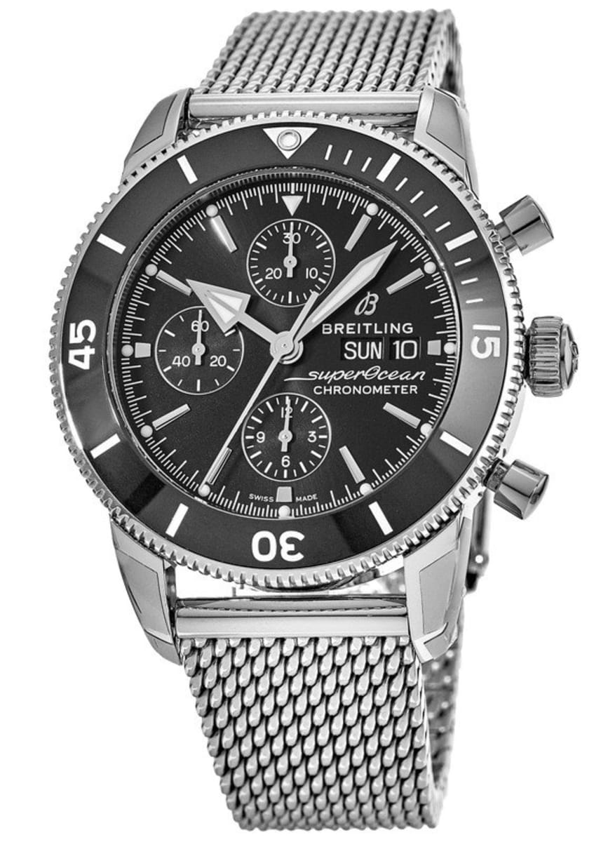 

Мужские часы Breitling Superocean Heritage Chronograph 44 с черным керамическим безелем и стальным корпусом A13313121B1A1