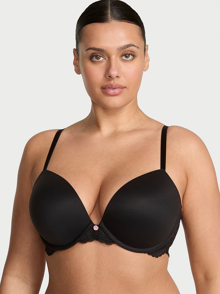 

Гладкий и кружевной бюстгальтер пуш-ап Dream Angels, lace trim black