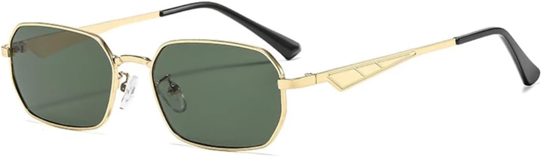 

Ретро-солнцезащитные очки в многоугольной металлической оправе для женщин, роскошные классические мужские очки для активного отдыха, вождения, рыбалки, с защитой от УФ-излучения UV400 TVTBBVV, Gold Green