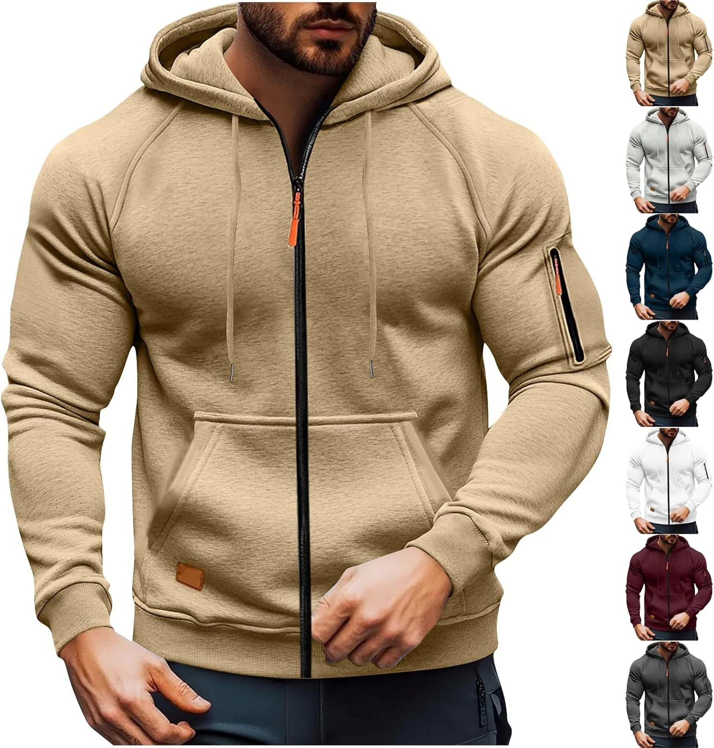 

Мужская зимняя толстовка с капюшоном на молнии Military Tactical Oversized Fleece с карманами tobchonp