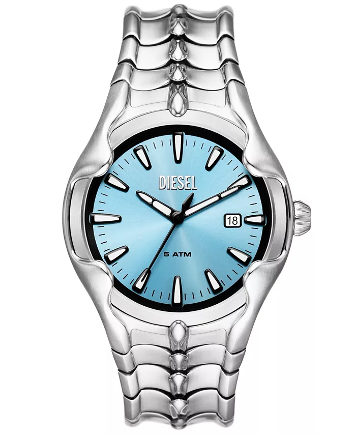 

Мужские часы Vert Three Hand Date с серебристым корпусом из нержавеющей стали, 44 мм Diesel