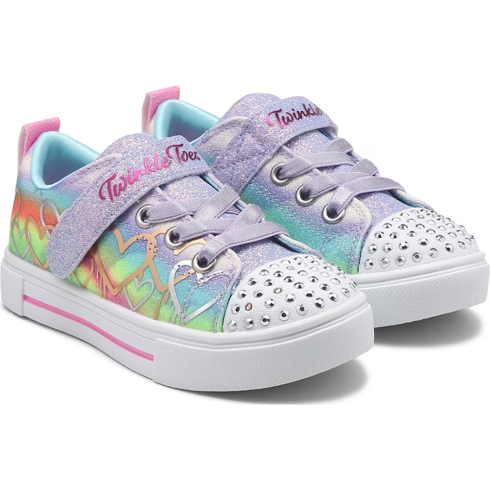 

Детские кроссовки со светящейся подошвой twinkle sparks для малышей/маленьких детей Skechers, rainbow/hearts