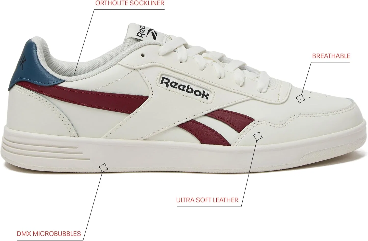 Женские кроссовки Reebok Court Advance Runners, Chalk Chalk Retro Red — фото 2