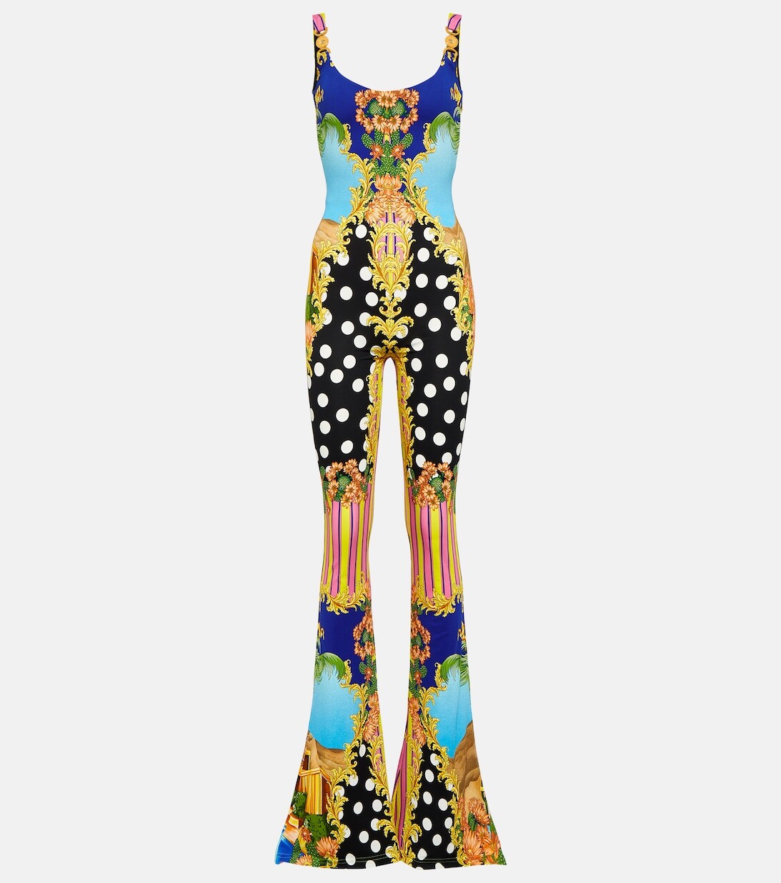 

Расклешенный комбинезон Medusa Palm Springs VERSACE, разноцветный