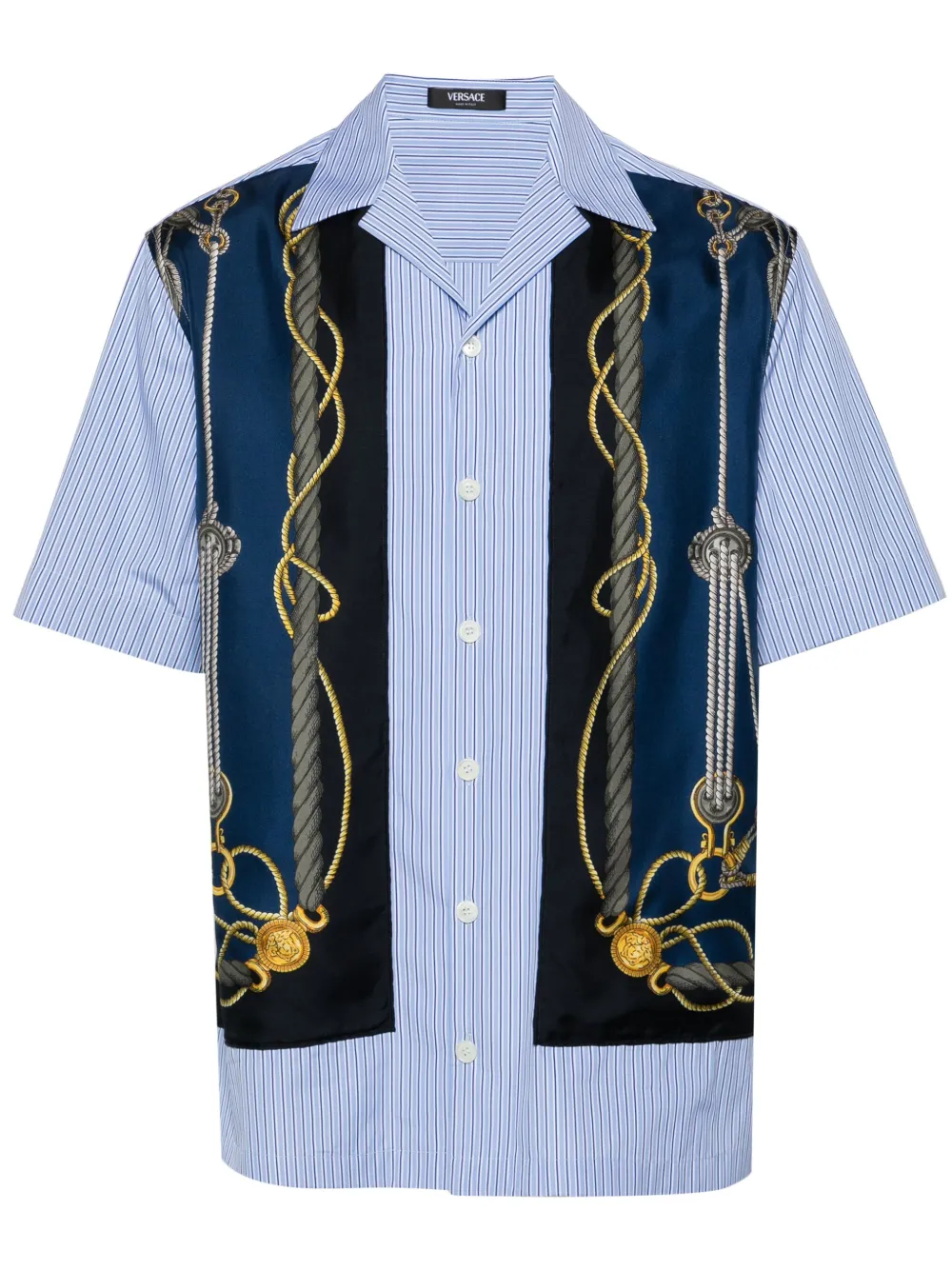 

Рубашка в полоску с принтом Nautical VERSACE, синий