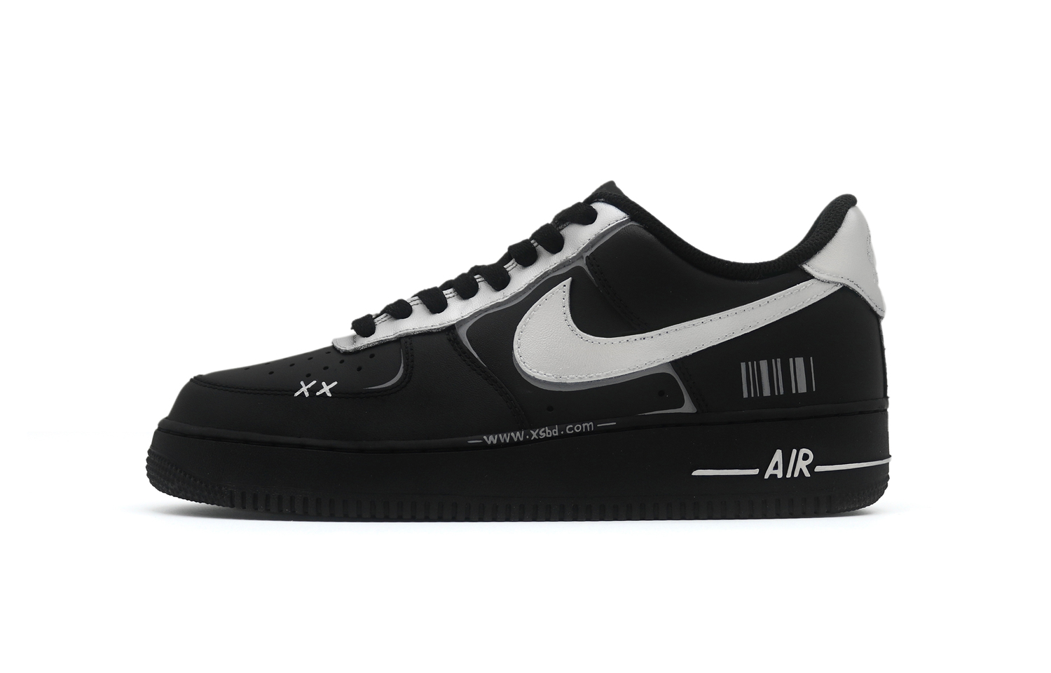 

Nike Air Force 1 Abrasion Resistant Low top Skateboard Shoes Unisex Black Silver