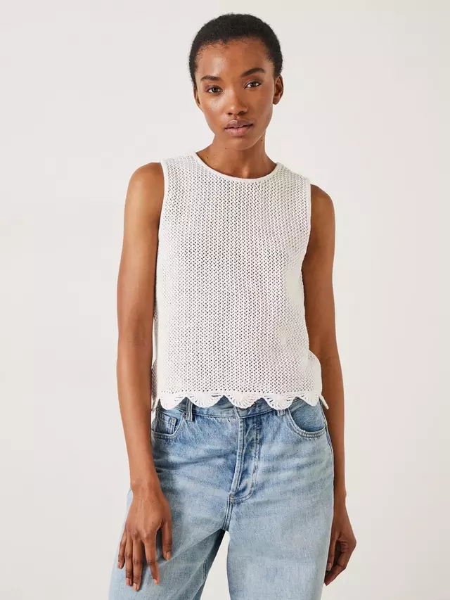 

Топ HUSH Adelina Crochet Scallop Cotton Tank, белый