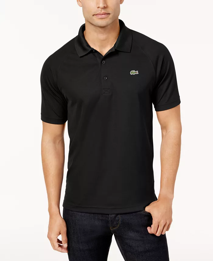 

Мужское хлопковое поло классического кроя с коротким рукавом Lacoste, черный