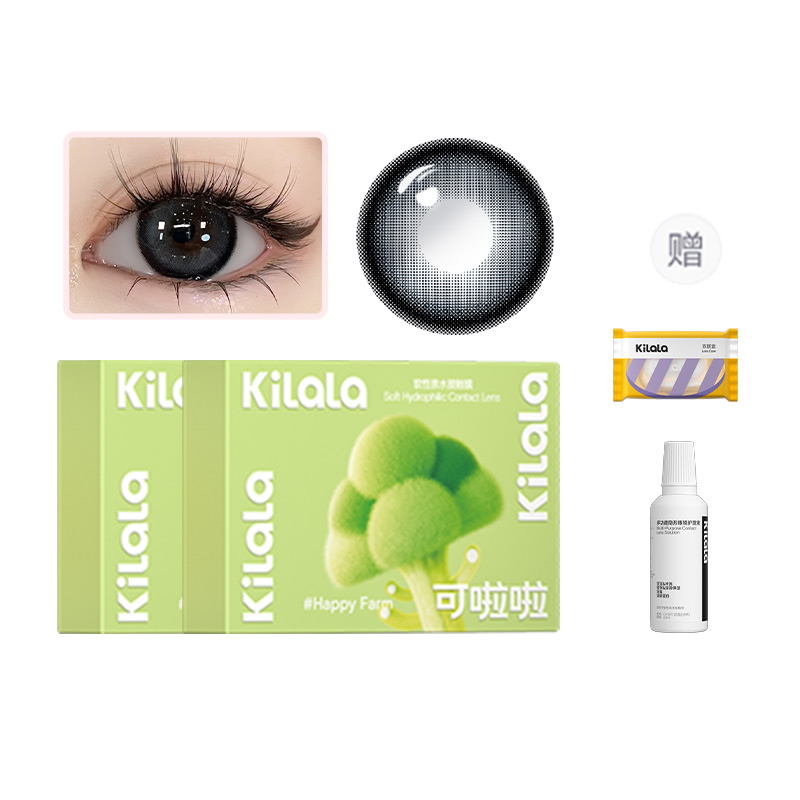 

Контактные линзы Happy Farm Collection, одноразовые, на полгода, 1 шт *2, двойная упаковка + раствор для ухода Kilala, 14.2-mysterious kale-sea синий barbie темный and enchanting