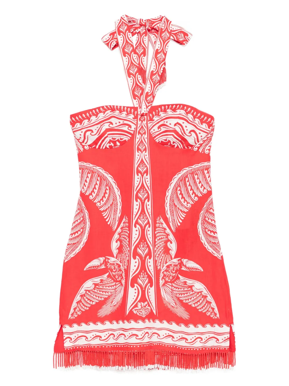 

Платье мини Majestic Coconut Tree с вырезом халтер FARM Rio, красный