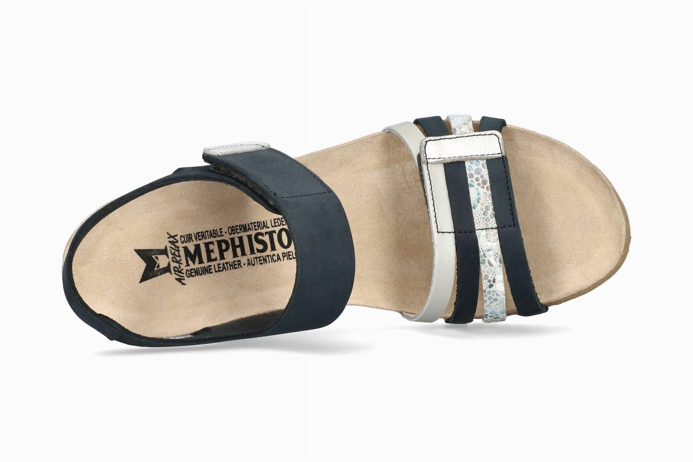 Women's Lucia Lightweight Walking Wedge Sandal In Black And White MEPHISTO — фото 3