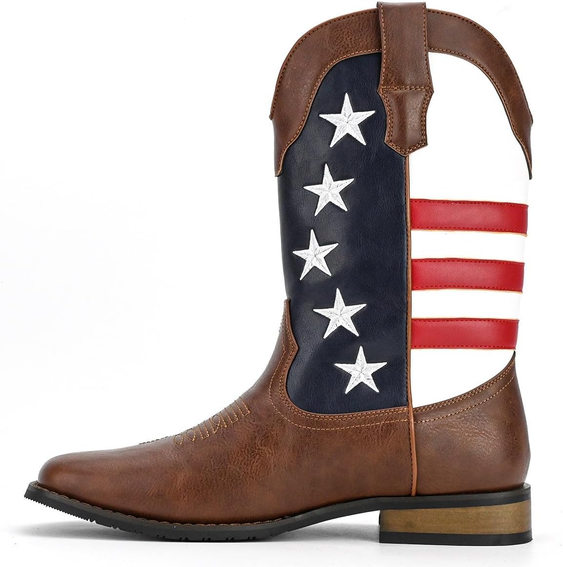 

Мужские вестерн-сапоги Santimon с американским флагом, звездами и полосами, сапоги для верховой езды, коричневый