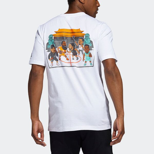 Футболка beijing tee cartoon printing basketball casual sports short sleeve white Adidas, белый — фото 3