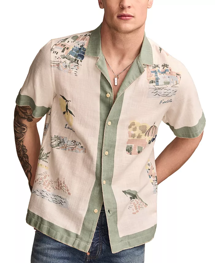 

Мужская короткая рукавная рубашка с принтом и застежкой на пуговицы Camp Shirt Lucky Brand, мультиколор