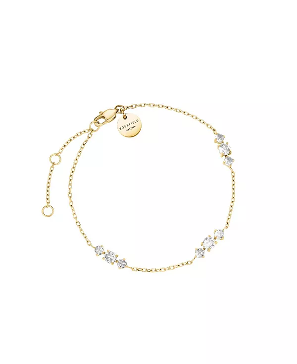 

Браслет с тремя кристаллами из нержавеющей стали, покрытой 14-каратным желтым золотом Rosefield, gold