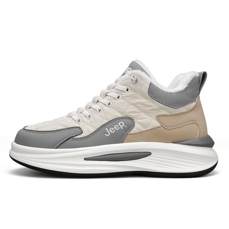 

Утепленные абразивостойкие снежные ботинки с амортизацией и увеличенной высотой для мужчин Jeep, бежевый серый