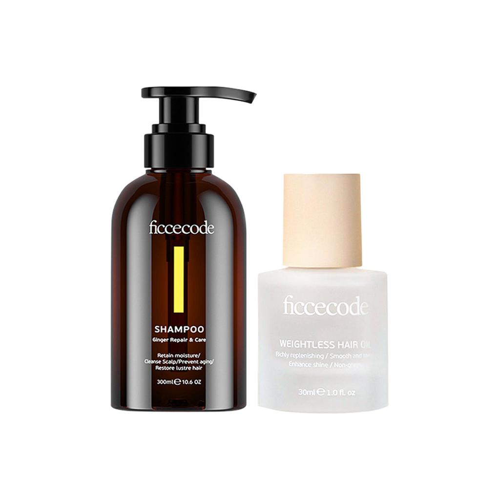 

Шампунь с аминокислотами без силиконов и имбирем + эфирные масла для ухода за волосами контроль жирности 300мл*2+30мл FicceCode