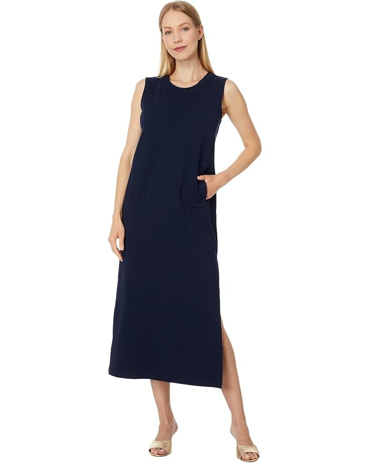 

Платье Norma Kamali Sleeveless Tailored Terry Side Slit Gown, цвет True Navy