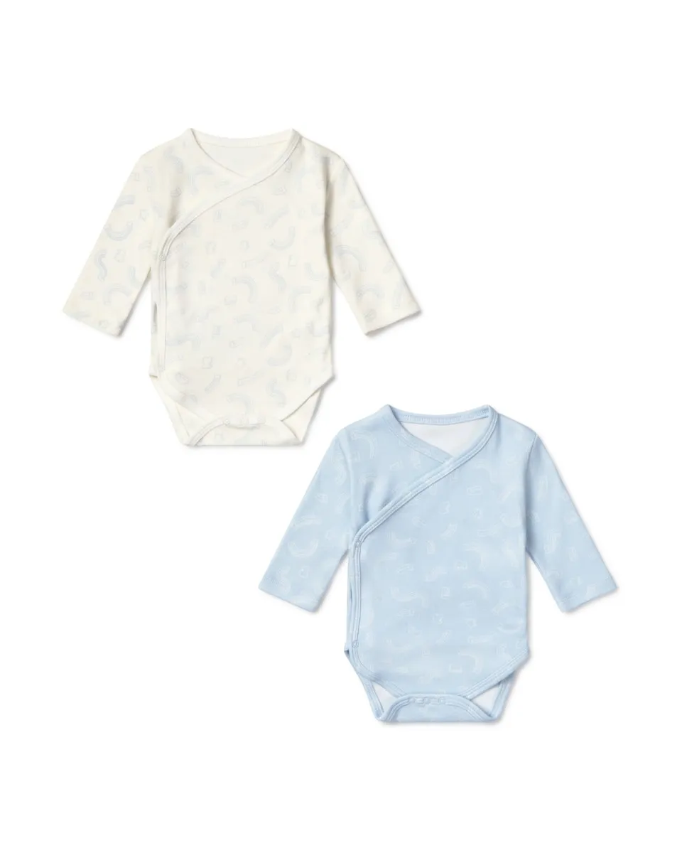 

Набор детских бодиков из хлопка с принтом медвежат и радужных звездочек Tous, светло-голубой