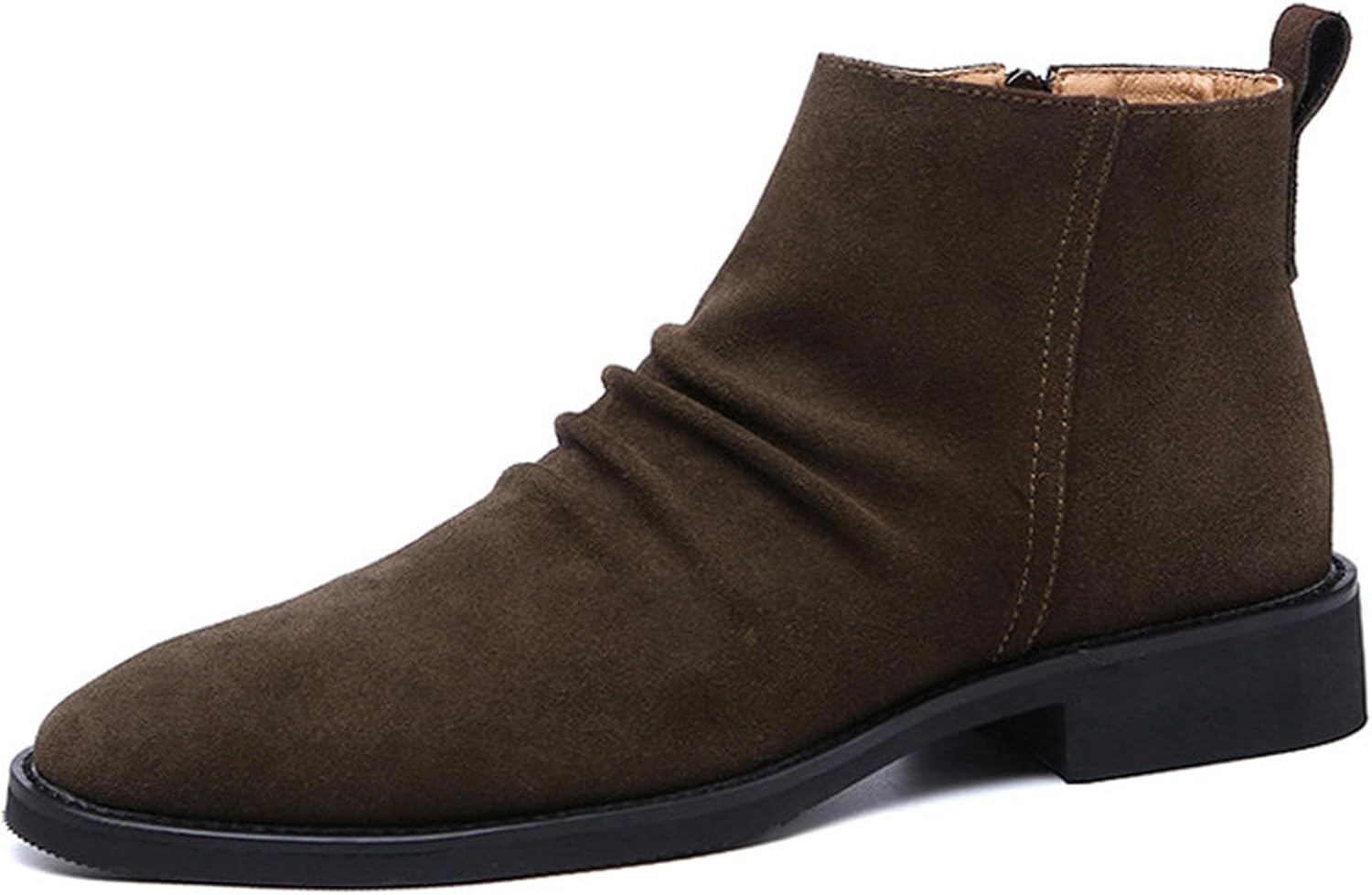

Мужские замшевые ботинки Челси, модный заостренный носок, боковая молния, без шнуровки, низкий каблук, деловые повседневные классические удобные ботинки-Чакка до щиколотки для работы в офисе Nengmaon, коричневый