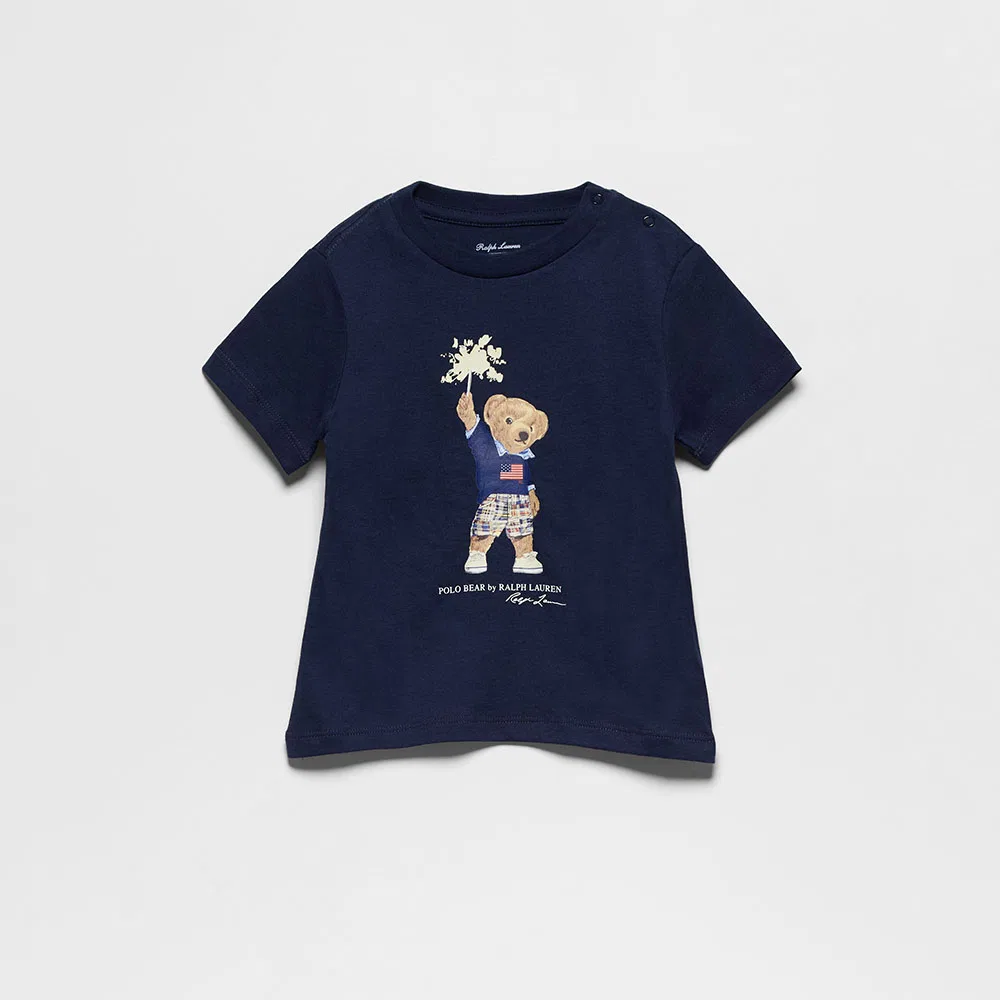 Детская футболка Polo Bear из хлопкового джерси тёмно-синего цвета от Polo Ralph Lauren Children