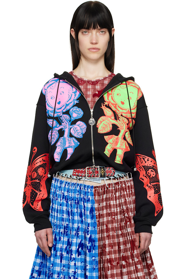 

Дабл розовый бутон худи на молнии Chopova Lowena, черный