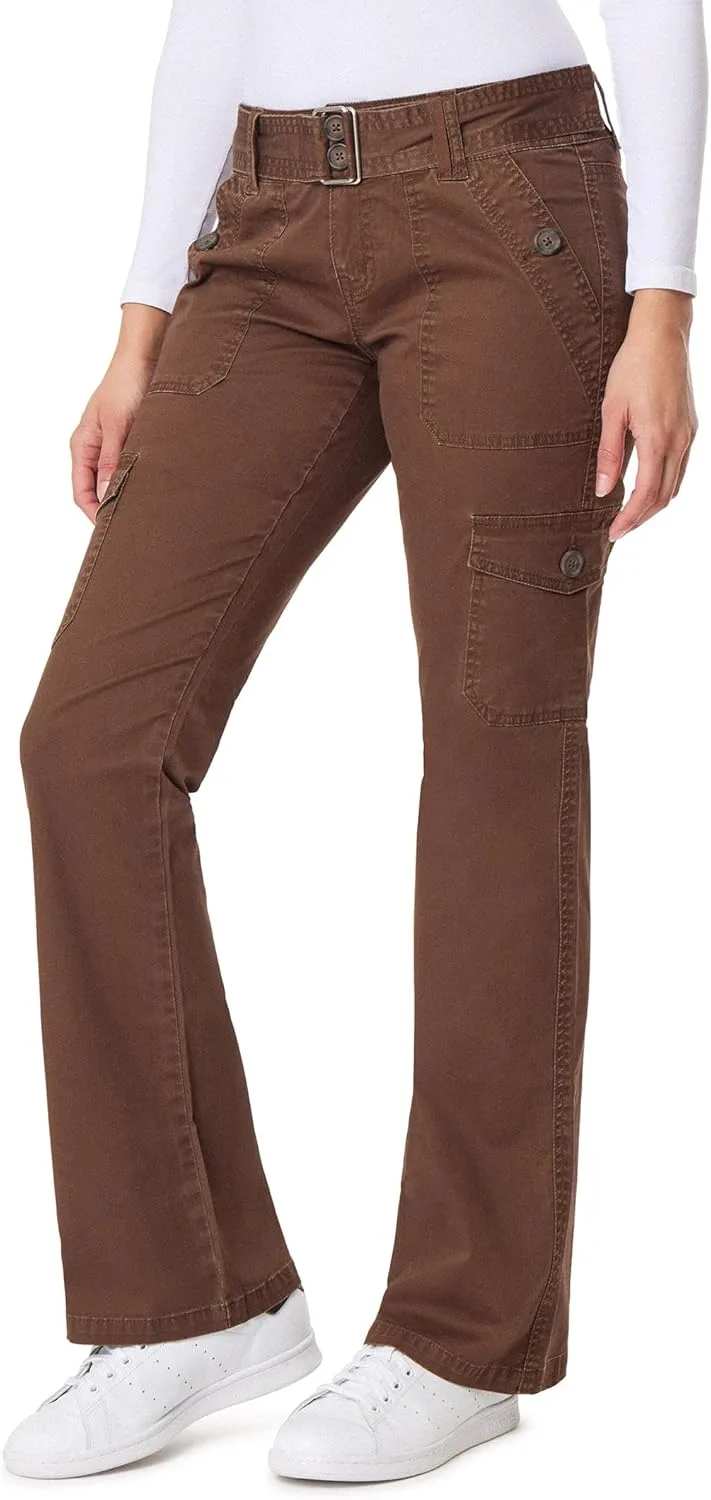 

Джинсы WallFlower для женщин Feisty Curvy Cargo Low Rise Belted Insta Stretch Flare Juniors