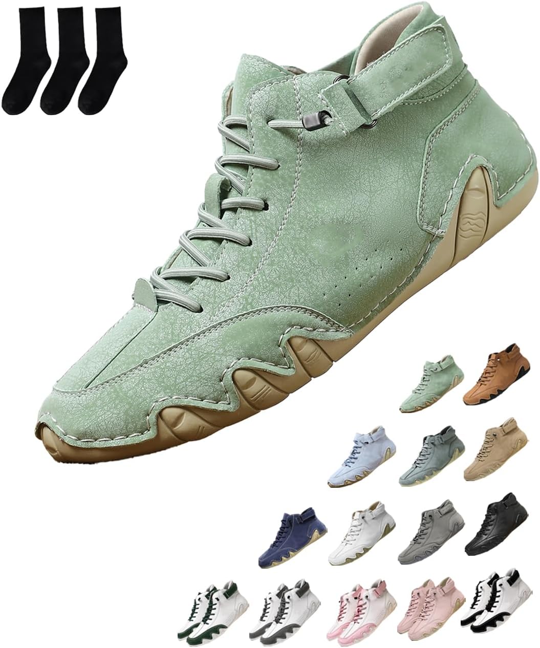 

Удобная обувь для мужчин и женщин для улицы - ортопедические слипоны, модная повседневная обувь - ручная работа, замшевые, дышащие, нескользящие кроссовки для повседневной носки на улице Generic, светло-зеленый