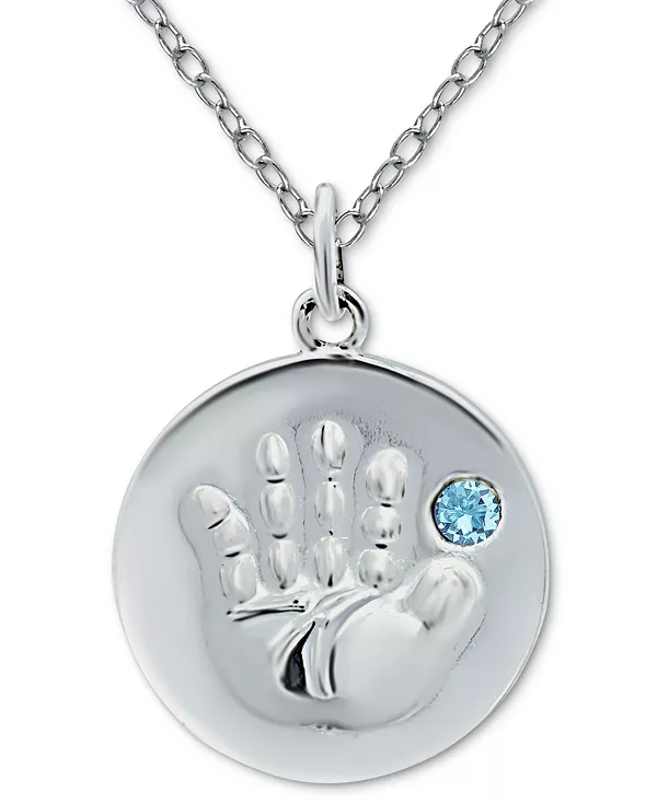 

Подвеска в виде хрустального диска с месяцем рождения и отпечатком руки, 18 дюймов, из стерлингового серебра, изготовленная для Macy's. Giani Bernini, march