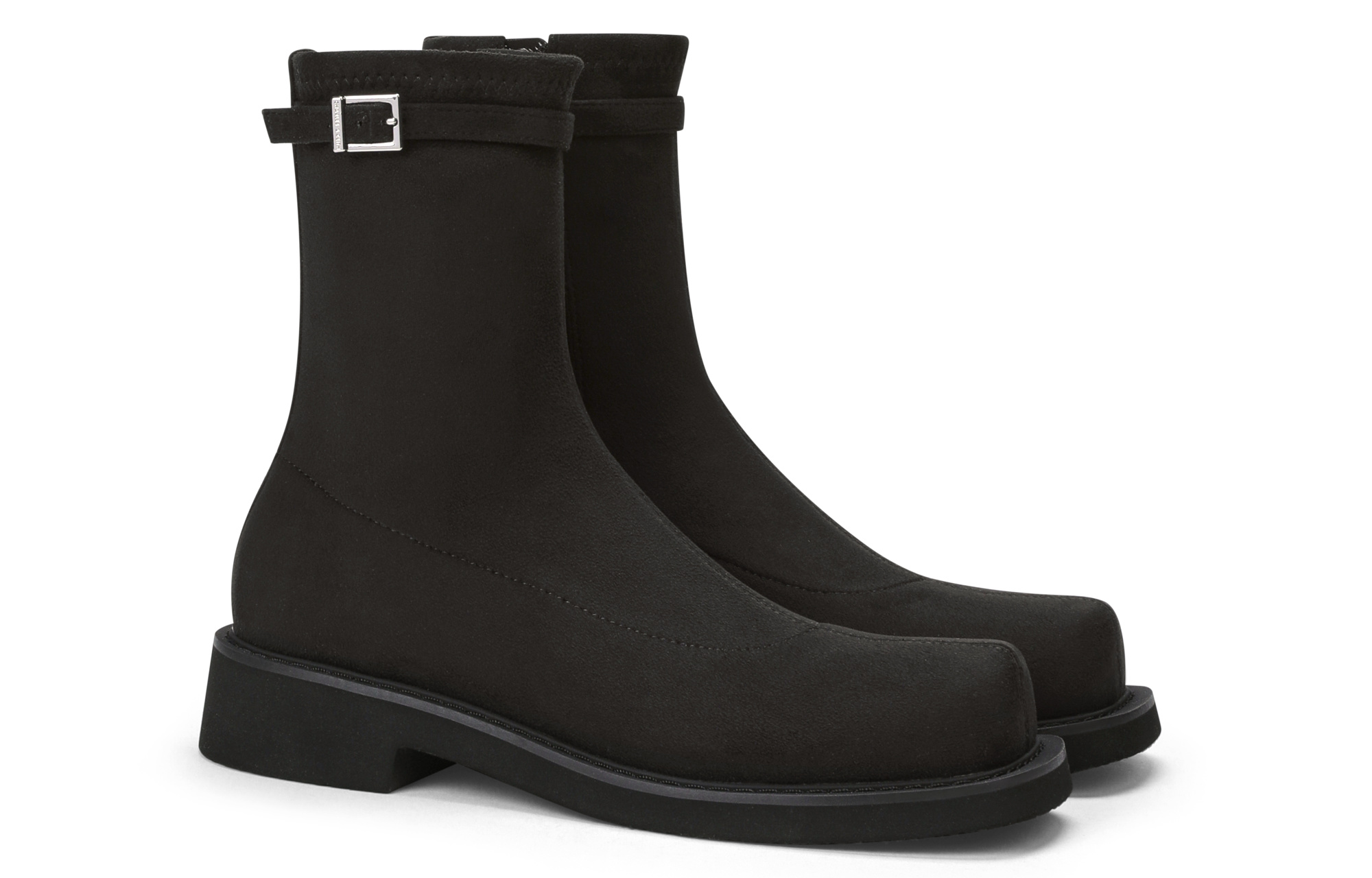 CHARLES&KEITH Черные текстурированные женские ботильоны, цвет BLACK TEXTURED Black Textured — фото 4