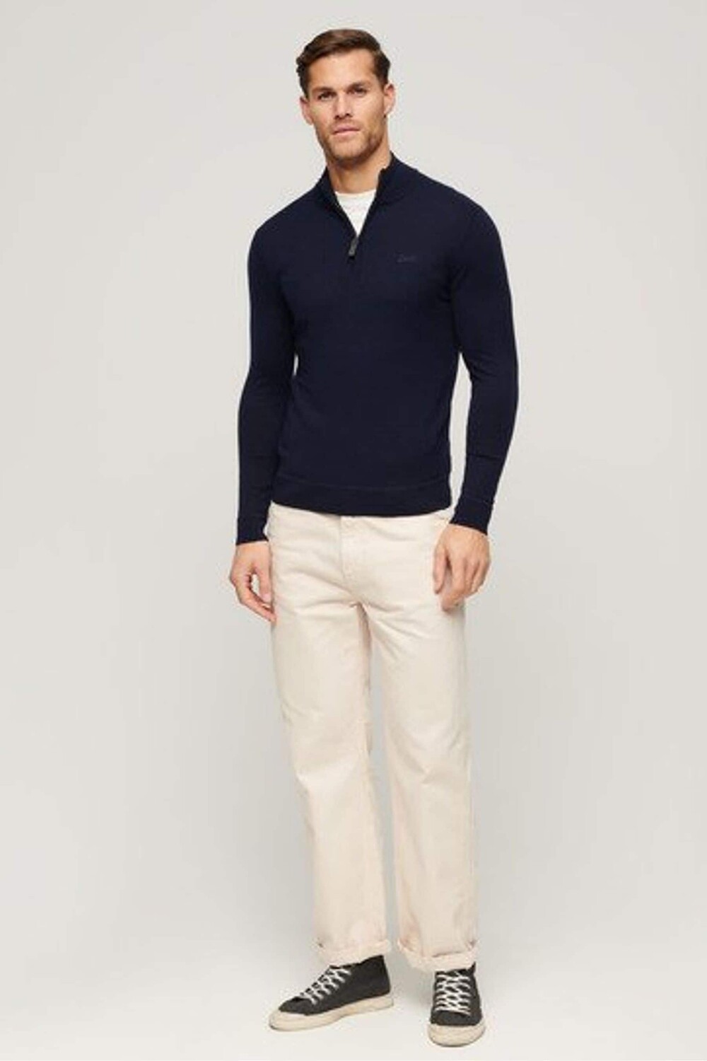 

Джемпер Henley из хлопка и кашемира Superdry, синий