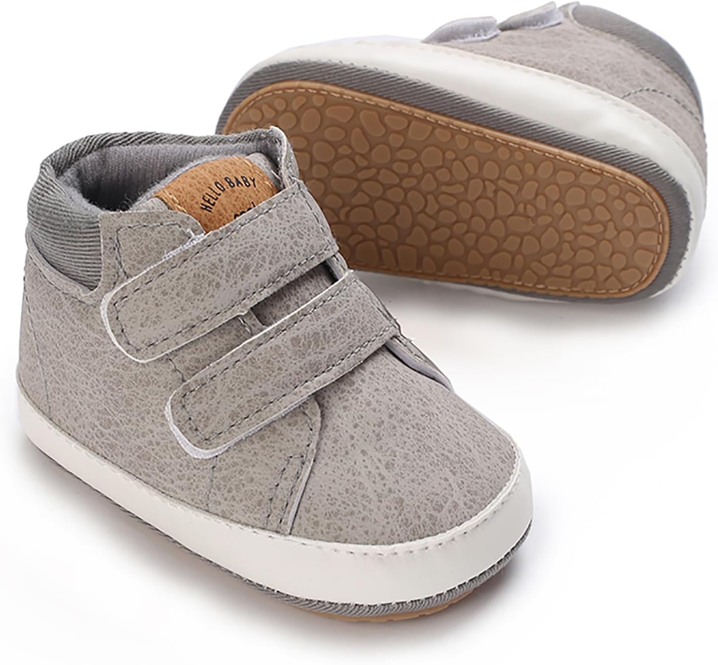 

Детские кроссовки SOFMUO для мальчиков и девочек, высокие на щиколотку, из искусственной кожи, с нескользящей подошвой, мягкой резиновой подошвой, для малышей, детская обувь для униформы, A0/Grey