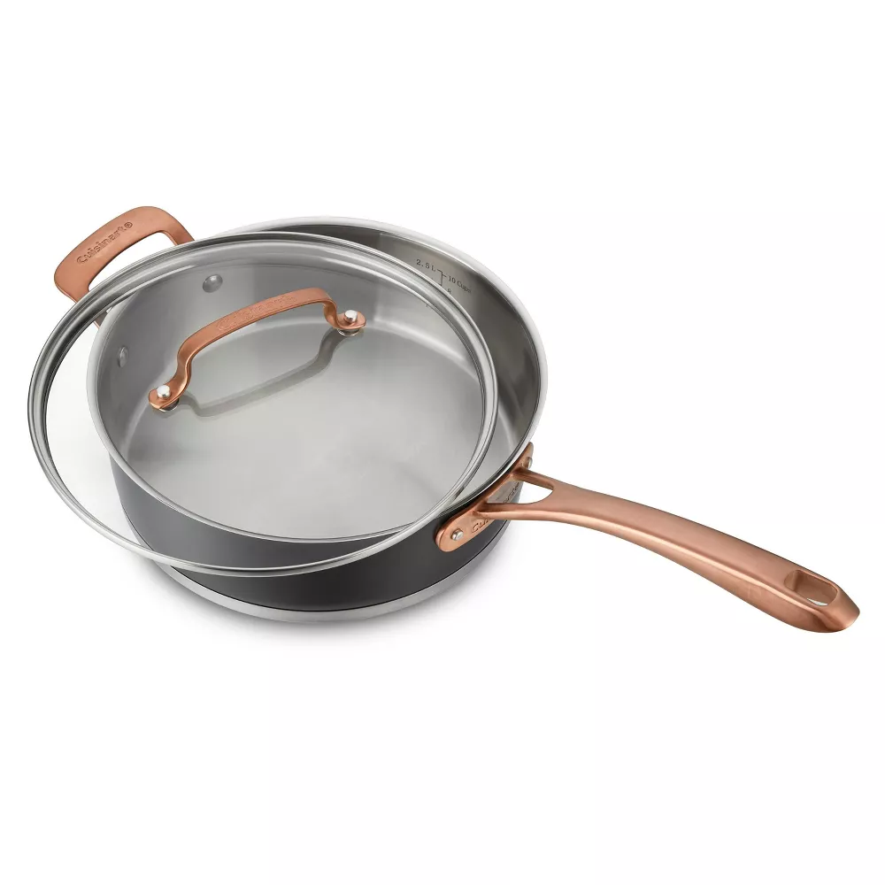 

Сковорода Cuisinart 3,5 кварты из матовой черной нержавеющей стали с крышкой цвета бронзы и вспомогательной ручкой