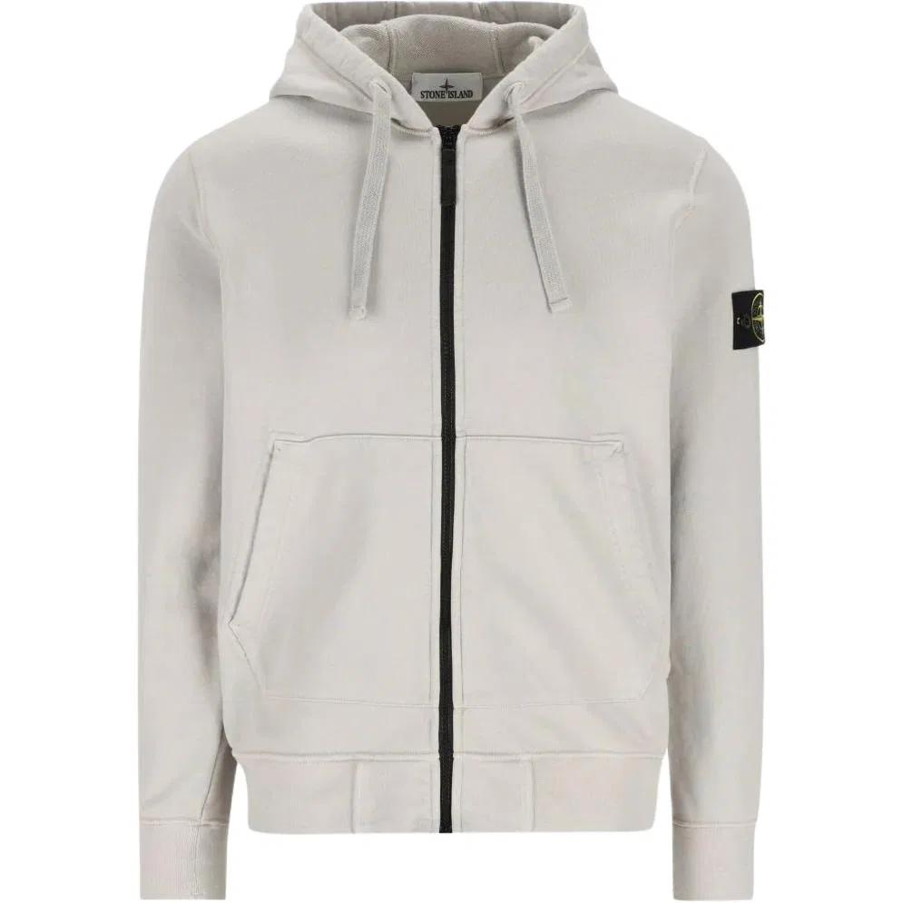 Худи на молнии с патчем логотипа STONE ISLAND, Gray